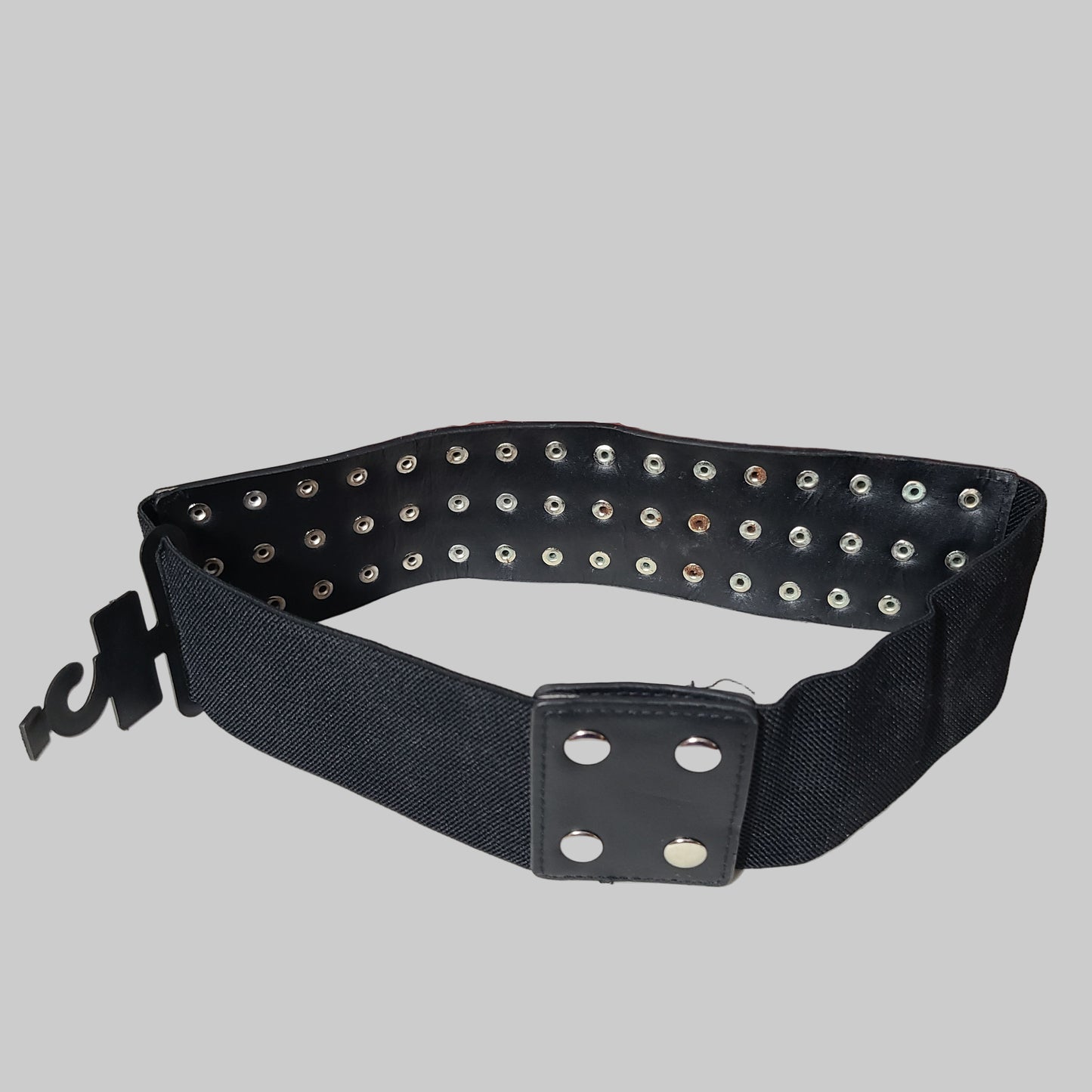 Black Bubble Studded Elastic Waist Belt - USED