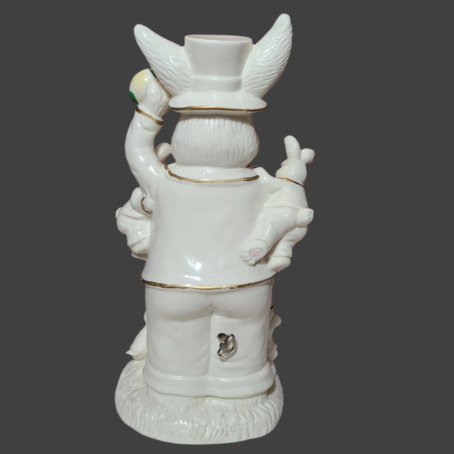 Musical 12" Porcelain Mr. Easter Bunny Figurine - Plays Here Comes Peter Cottontail - USED