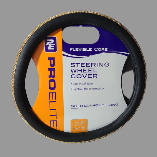 Pro Elite Steering Wheel Cover - Gold Diamond Bling - NEW