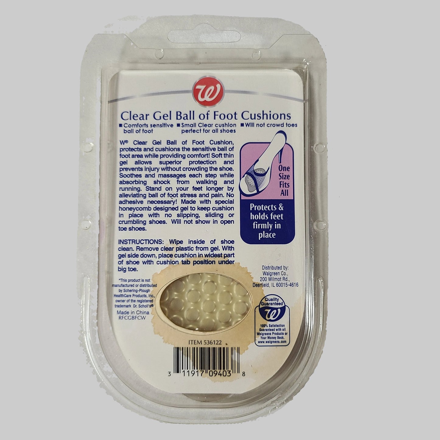 Walgreens Clear Gel Ball of Foot Cushions - NEW