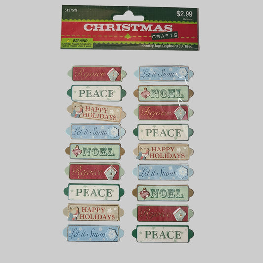 18PC Christmas Crafts Country Tags Chipboard 3D - NEW