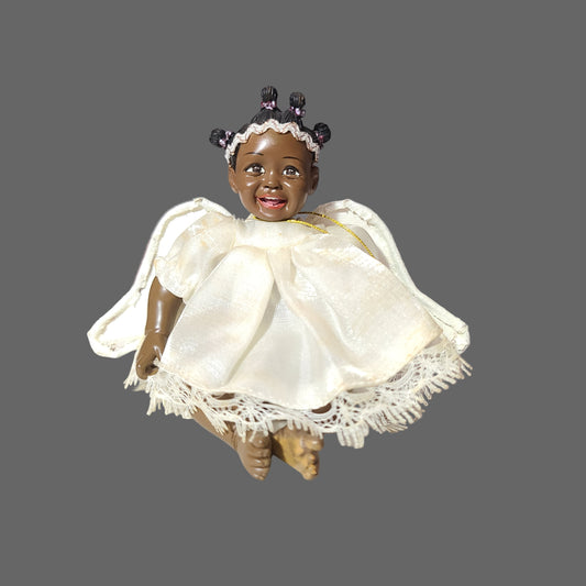 African American Angel Doll Christmas Ornament - LIKE NEW