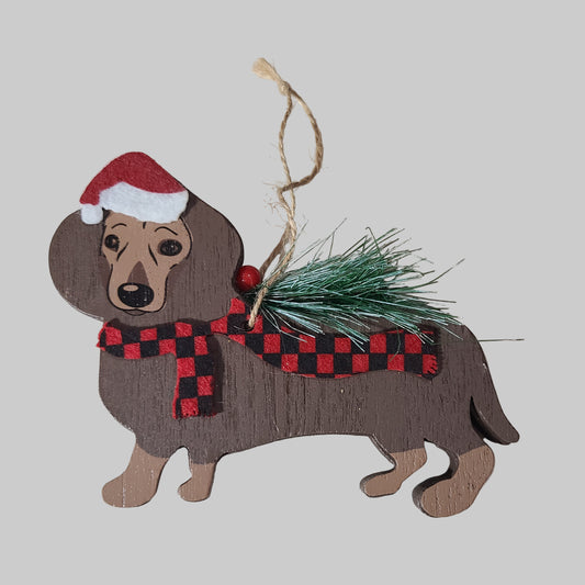 Wooden Dachshund Christmas Ornament - LIKE NEW