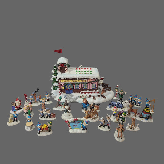 25PC Hawthorne Village Rudolph's Christmas - Coach Comet's Flight Camp - No Light - AS IS