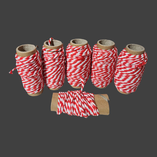 6 Partial Two-Tone Red & White Twine - AS IS
