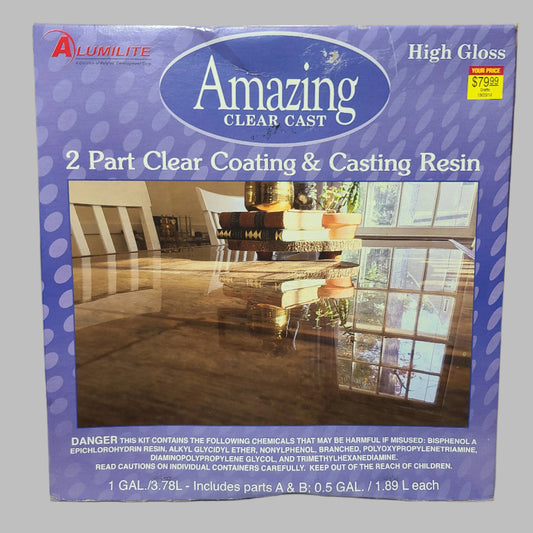 Alumilite Amazing Clear Cast - 2 Part Clear Coating & Casting Resin (1Gal. Total) - High Gloss - NEW