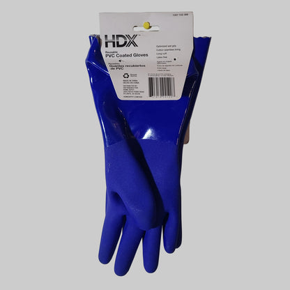 HDX S/M Reusable Long Cuff PVC Coated Gloves - Latex Free - NEW