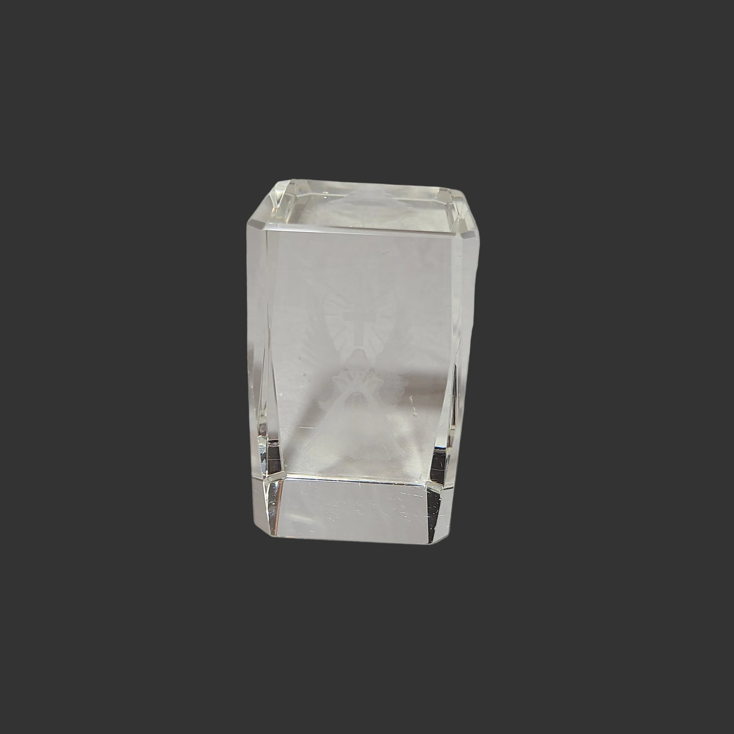 VTG 3D Laser-Etched Crystal Glass Angel Paperweight - Chipped - AS IS