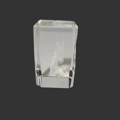 VTG 3D Laser-Etched Crystal Glass Angel Paperweight - Chipped - AS IS