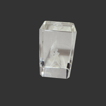 VTG 3D Laser-Etched Crystal Glass Angel Paperweight - Chipped - AS IS