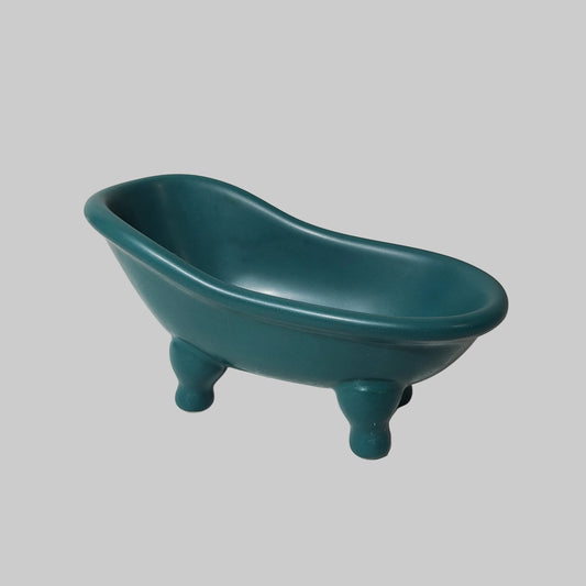 Mini Ceramic Green Clawfoot Bathtub Soap Dish - LIKE NEW