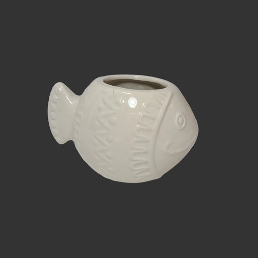 Crème Ceramic Fish Planter - USED
