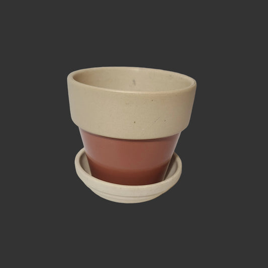 Norcal Two-Tone Terracotta Planter w/ Saucer - USED