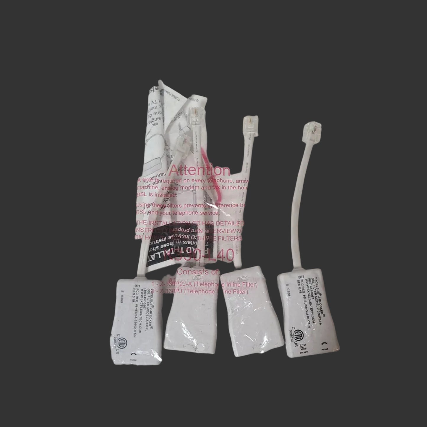 Pack of (3) Excelsus Z-Blocker DSL Filter Z-330PJ & (1) Z-330P2J-A - NEW