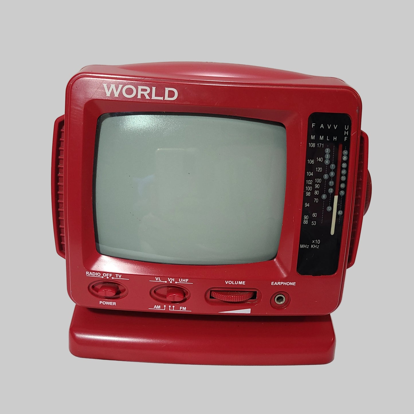 VTG Red World 5.5" Black & White TV with Radio - No Cord or Batteries - Untested - AS IS