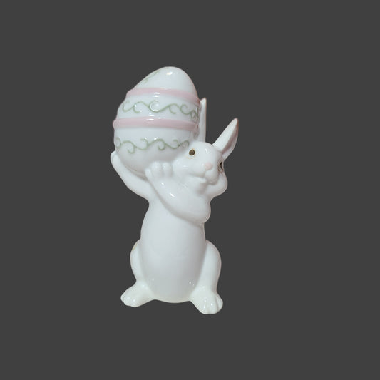 Easter Bunny Holding Egg Ceramic Figurine - USED