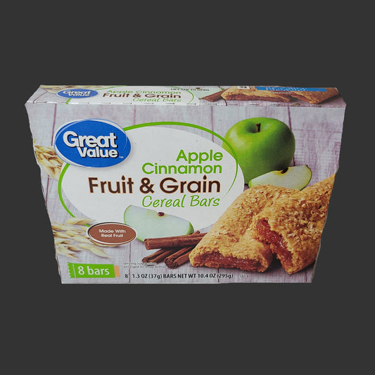 8PK Great Value Apple Cinnamon Fruit & Grain Cereal Bars - NEW