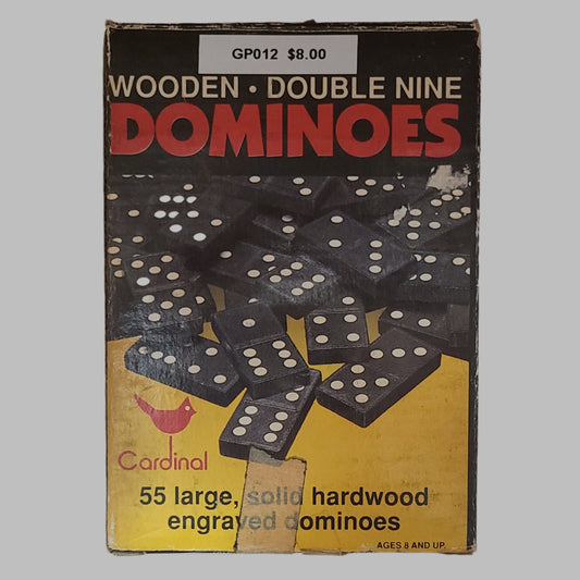 Cardinal Wooden Double Nine Dominoes - 55 Large Solid Hardwood Engraved - LIKE NEW