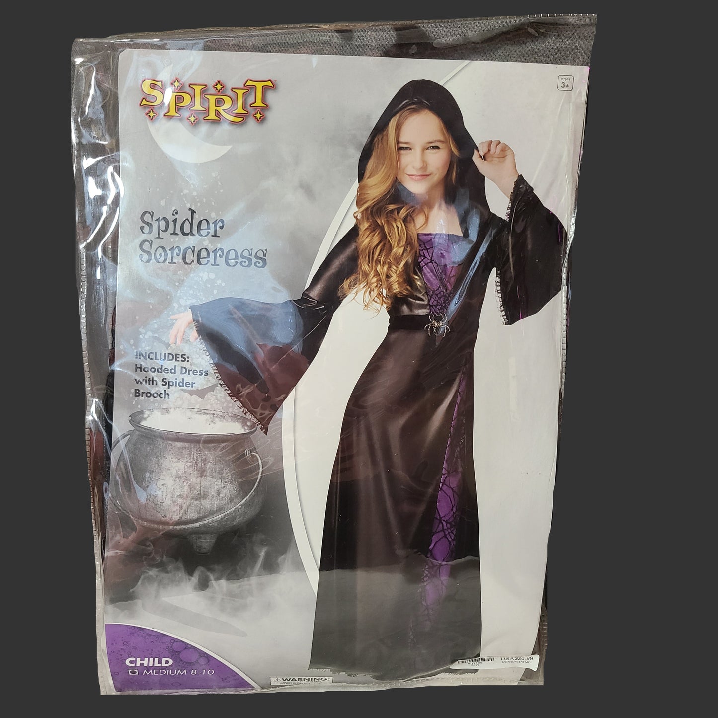 Spirit Child's Medium 8-10 Spider Sorceress Halloween Costume - NEW