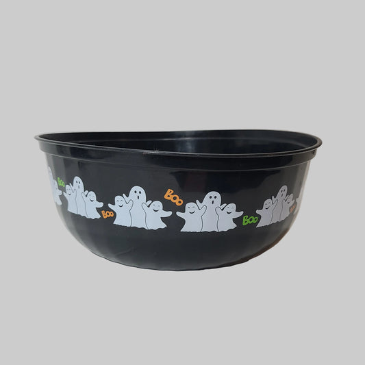 Black Plastic Ghost Halloween Candy Bowl - USED