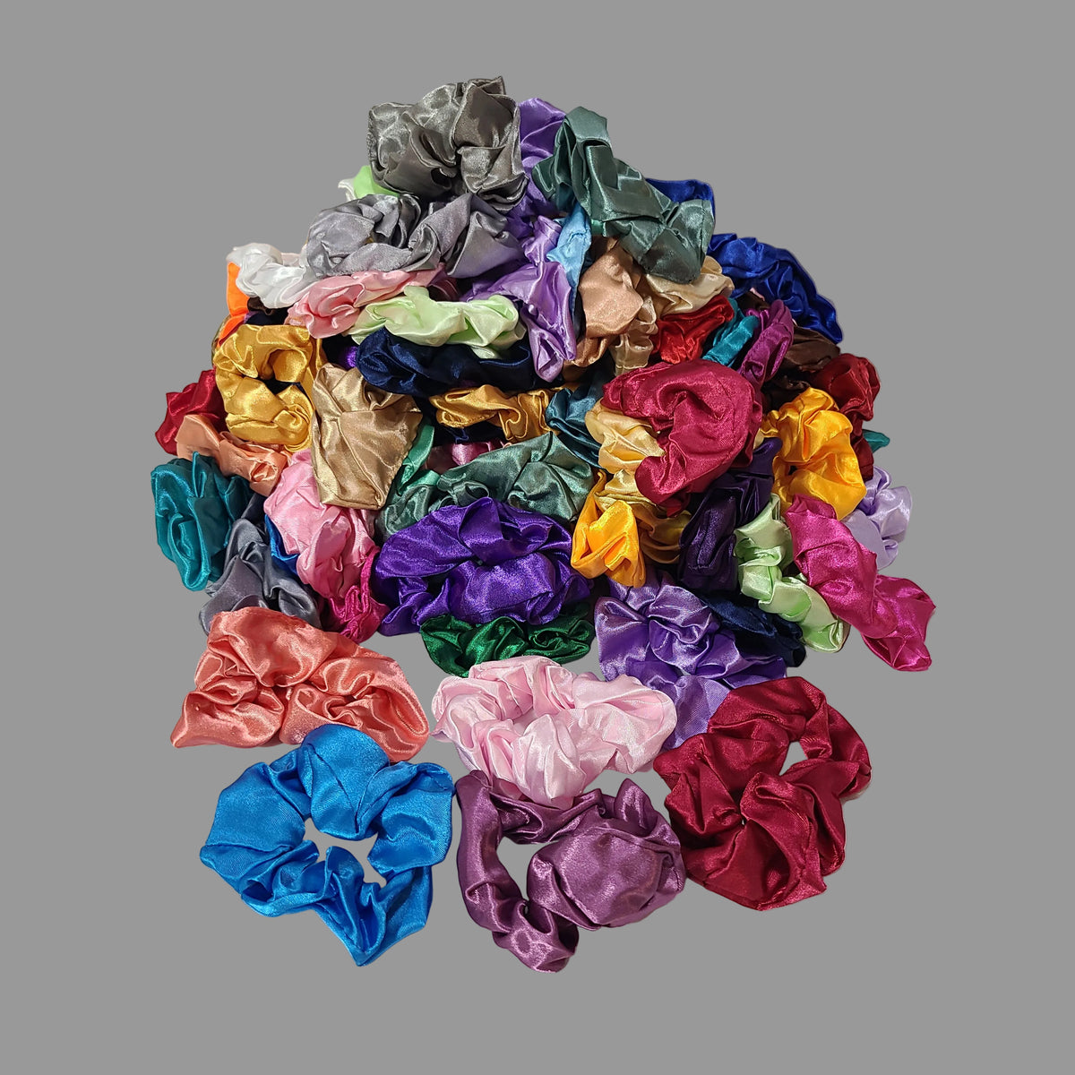 Multicolor Solid Satin Hair Scrunchie - Random Color - 1 Scrunchie - N ...
