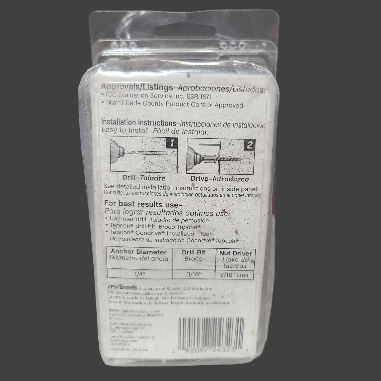 Tapcon 42CT 1/4" x 2-1/4" Concrete Screw Anchors w/ Hex Head - AS IS