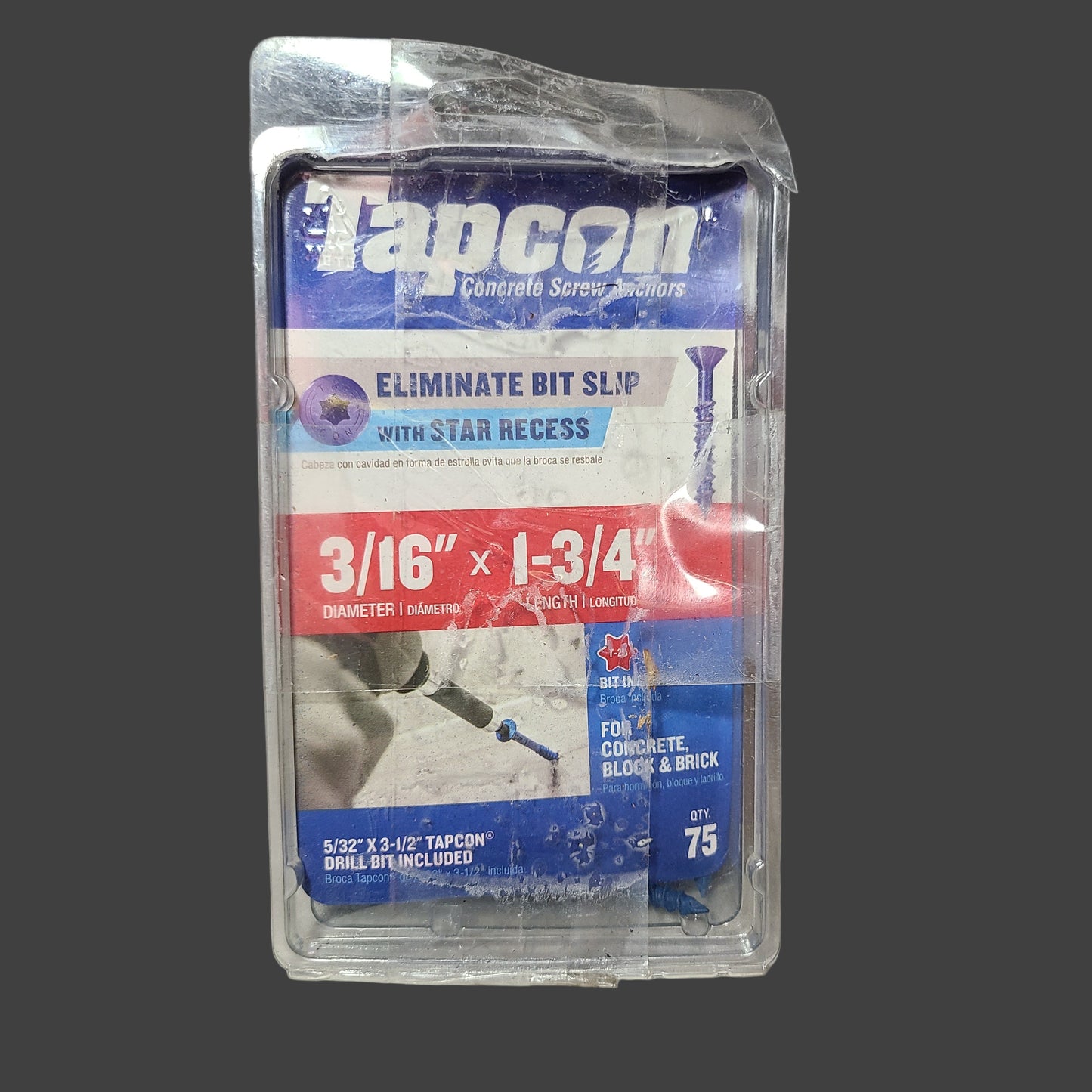 Tapcon 21CT 3/16" x 1-3/4" Concrete Screw Anchors w/ Star Recess - AS IS