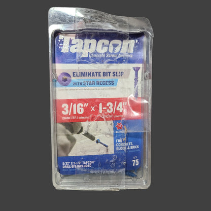 Tapcon 21CT 3/16" x 1-3/4" Concrete Screw Anchors w/ Star Recess - AS IS