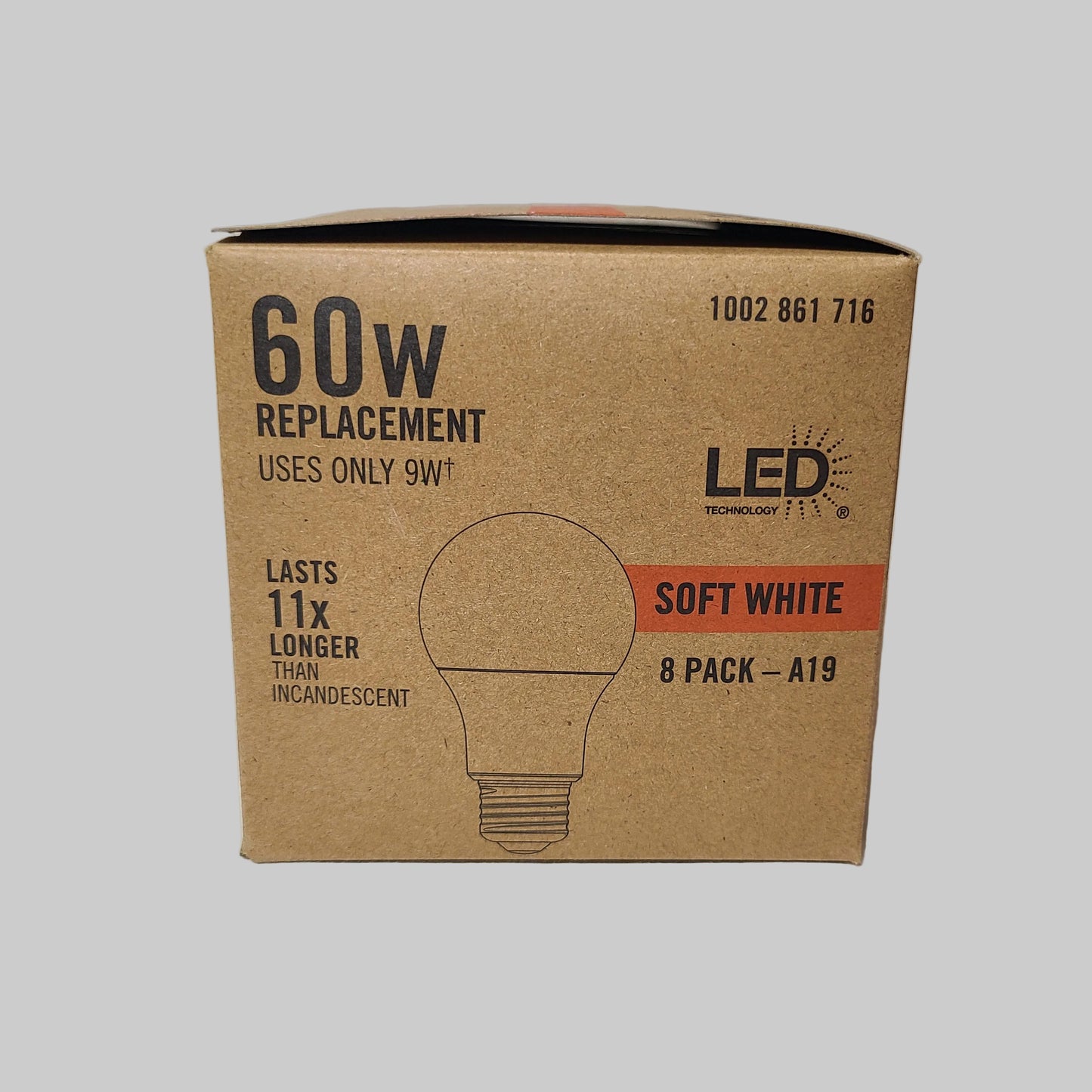 8PK Home Depot Indoor LED Soft White 60W Replacement Non-Dimmable Bulbs - NEW