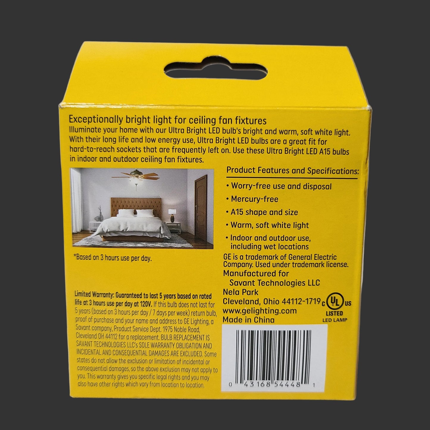 2PK GE Ultra Bright LED Medium Base Soft White Dimmable Ceiling Fan Bulbs - NEW