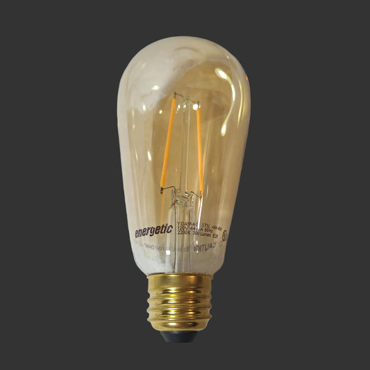 5PK Energetic Medium Base ST19 Amber LED Filament Light Bulbs - NEW
