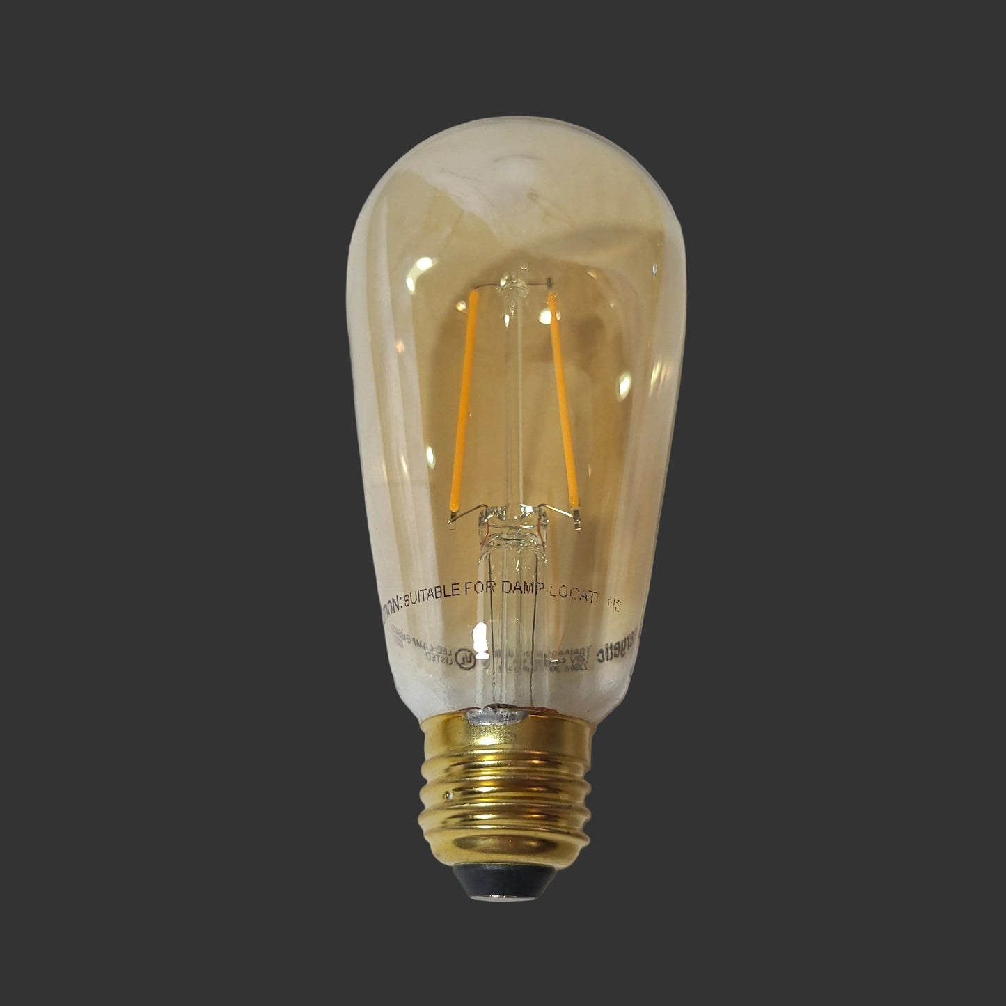 5PK Energetic Medium Base ST19 Amber LED Filament Light Bulbs - NEW