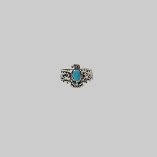 Silver Turquoise Eagle Ring - NEW