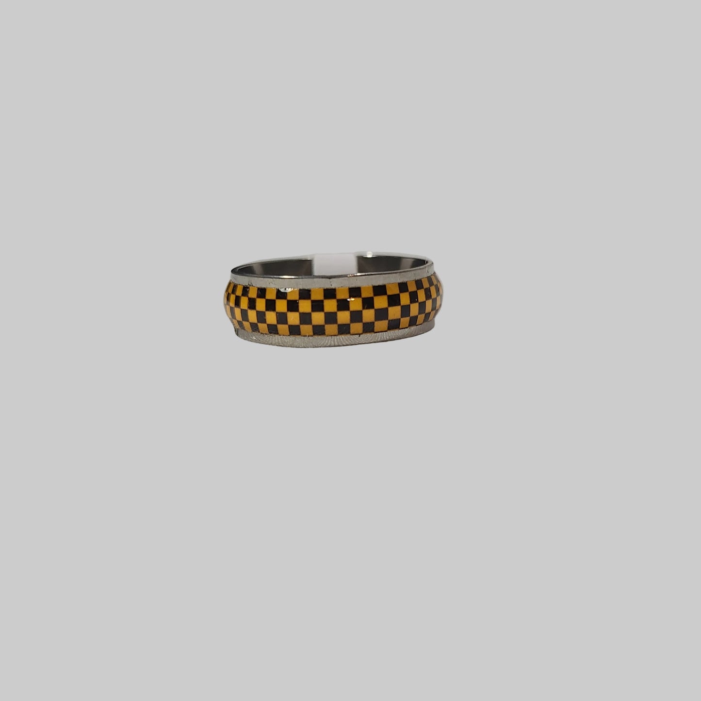 Multicolor Checkered Stainless Steel Ring - NEW