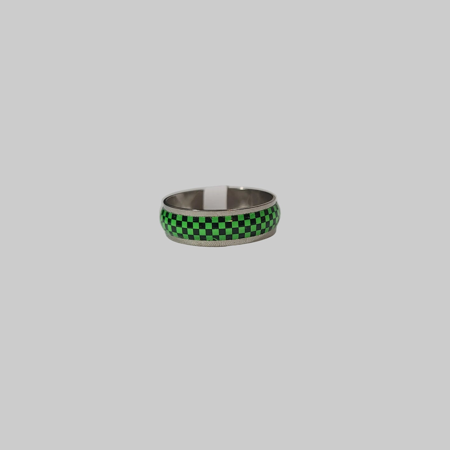 Multicolor Checkered Stainless Steel Ring - NEW