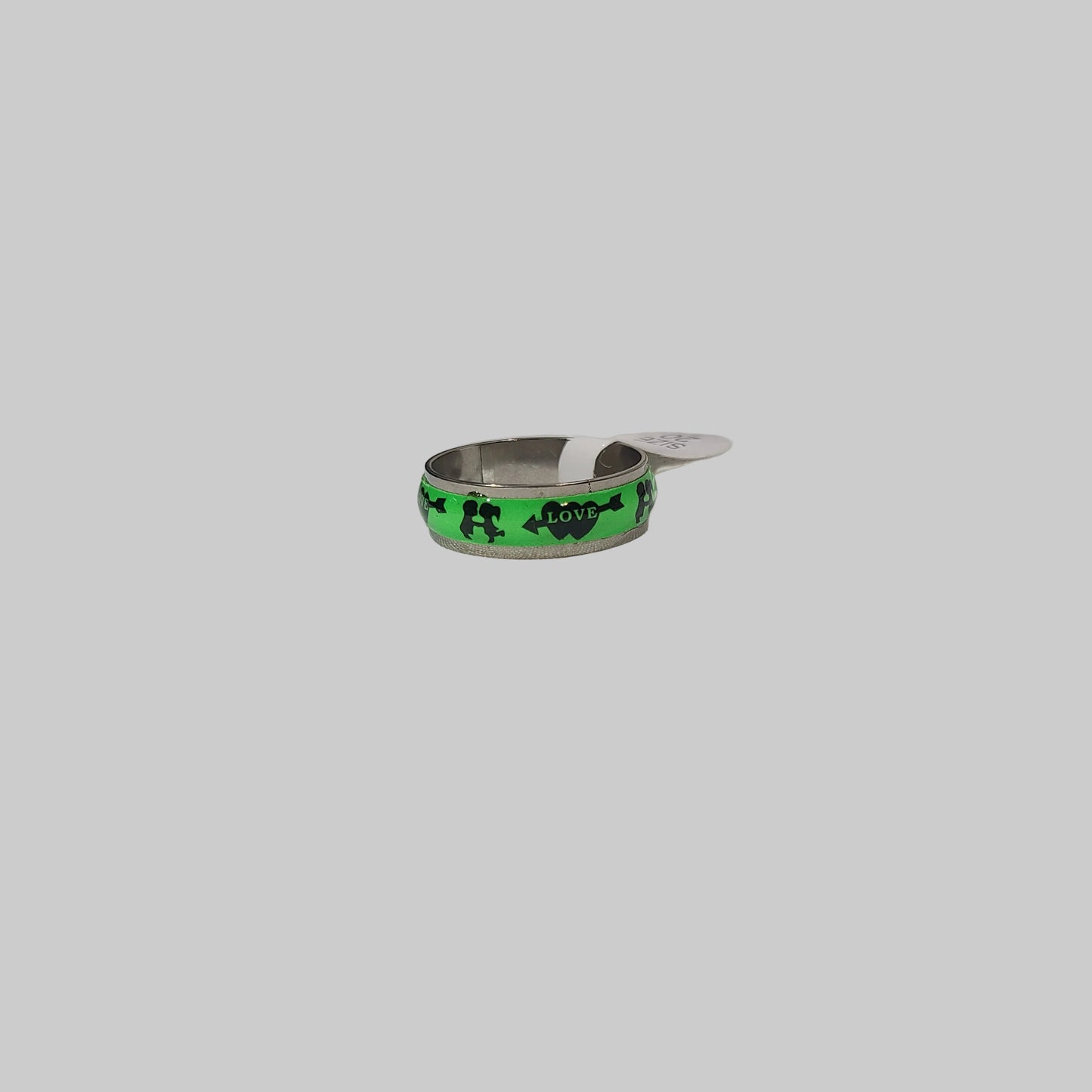 Green Kiss Love Stainless Steel Ring - Size 10 - NEW