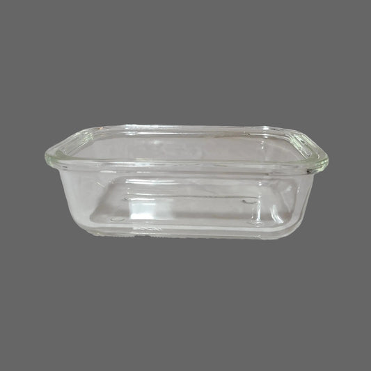 Small Clear Glass Butter Dish or Storage Container - No Lid - USED