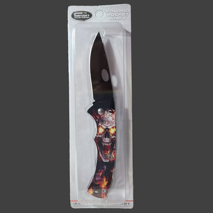 Kentucky Cutlery Company Red Skull Folding Pocketknife - NEW