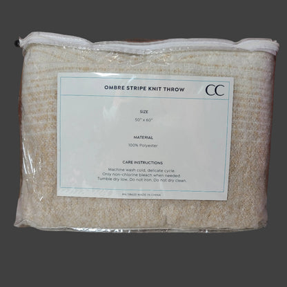 Concierge Collection Ombre Stripe Knit Throw - NEW