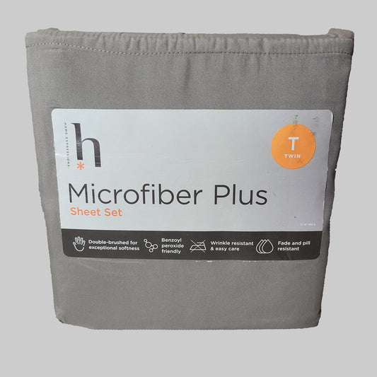 Home Expressions Siberian Gray Microfiber Plus Sheet Set - Twin - NEW