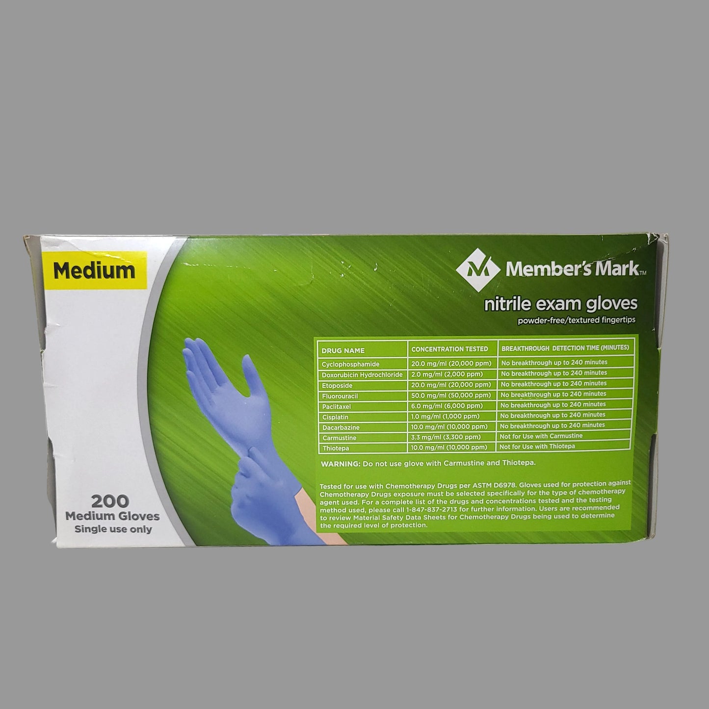 200PK Member's Mark Powder-Free Non-Sterile Nitrile Gloves - Medium - NEW
