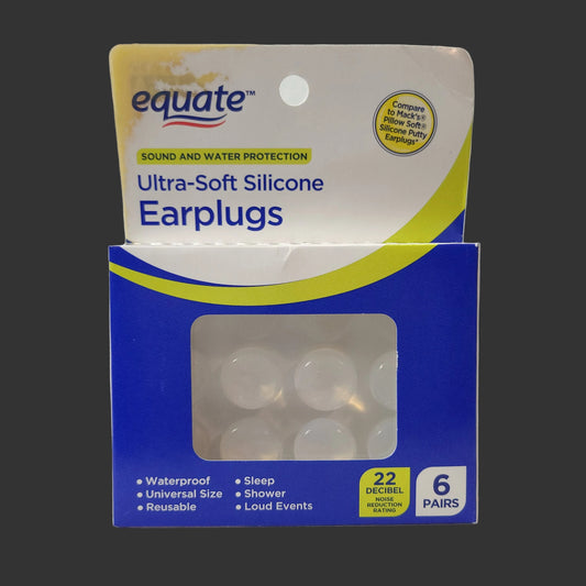 6 Pairs Equate Ultra-Soft Silicone Earplugs - NEW