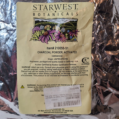 Starwest Botanicals 1LB Activated Charcoal Powder - Hardwood - NEW