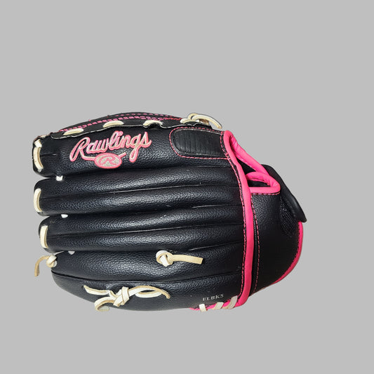 Rawlings Girls Fast Pitch WFP115 11.5" Black & Pink Leather Palm Softball Glove - USED
