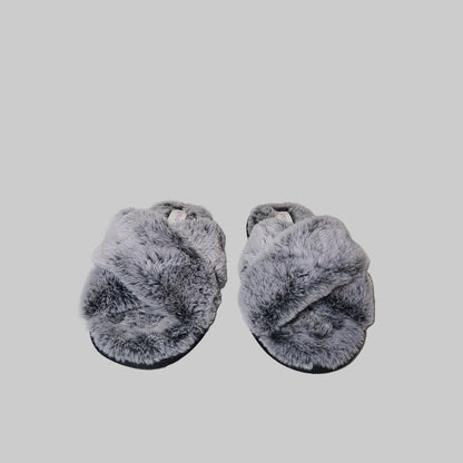 Women's 8 Joyspun Faux Fur X-Band Gray Slippers - USED