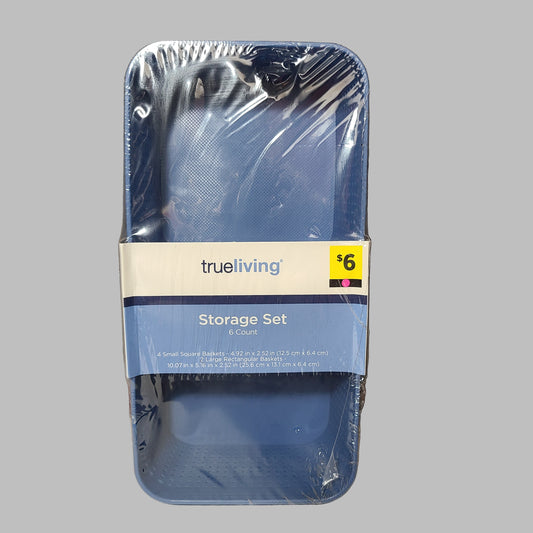 True Living 6 Count Blue Storage Set - NEW