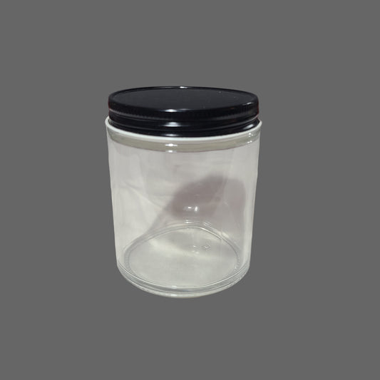 Clear Glass Jar with Black Lid - NEW