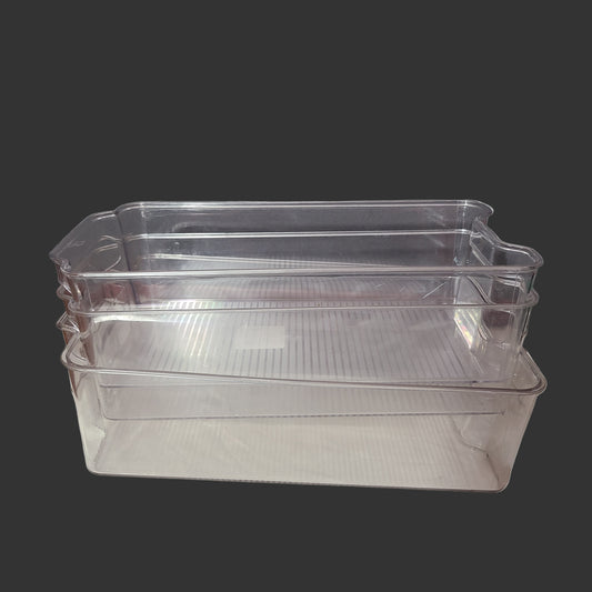 Set of 3 BINO Clear Plastic Storage Bins - USED