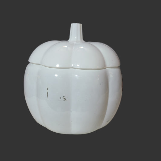 Holiday Home White Glass Candy/Cookie Jar - USED