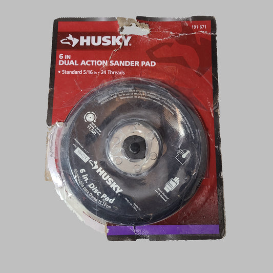 Husky 6" Dual Action Sander Pad - Standard 5/16" - 24 Threads - NEW
